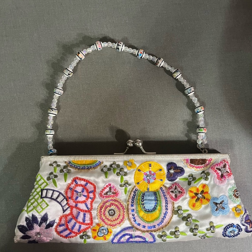 Source Unknown Multicolor Embroidered Clutch With… - image 1